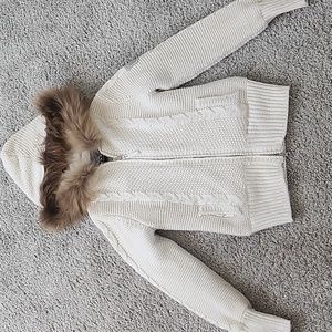Real fur woolen hoodie